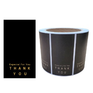 땡큐 감사 직사각형 크라프트지 선물 기프트 스티커 블랙 4cm x 8cm 500매